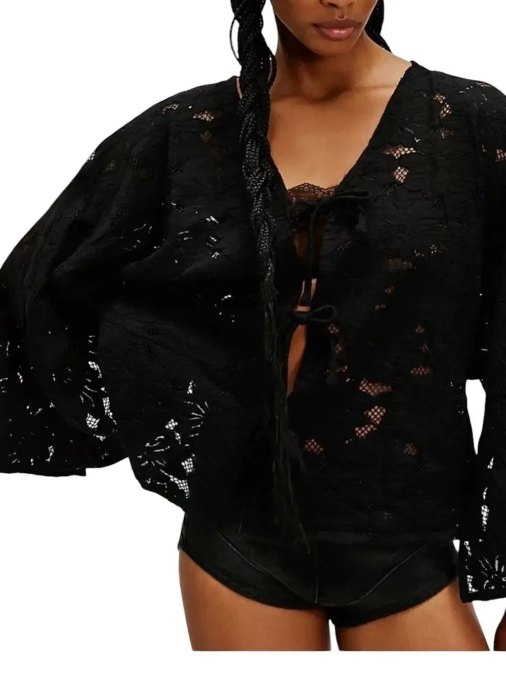 NEW Free People Romona Lace Kimono Jacket Top or Swim Coverup Size OS NWT